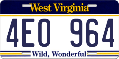 WV license plate 4EO964