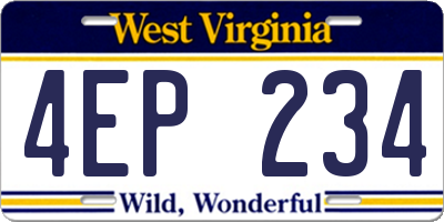 WV license plate 4EP234