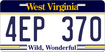 WV license plate 4EP370
