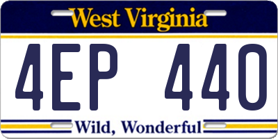 WV license plate 4EP440