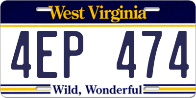 WV license plate 4EP474