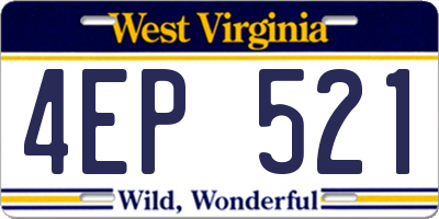 WV license plate 4EP521