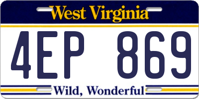 WV license plate 4EP869