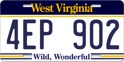 WV license plate 4EP902