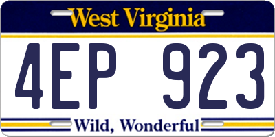 WV license plate 4EP923