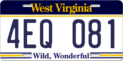 WV license plate 4EQ081