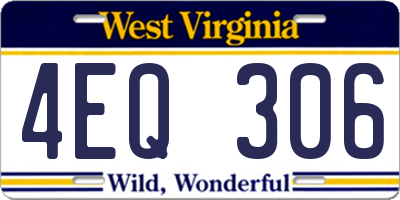 WV license plate 4EQ306