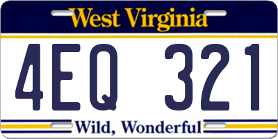 WV license plate 4EQ321
