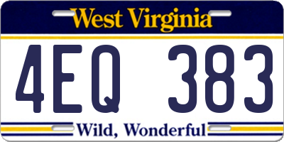 WV license plate 4EQ383