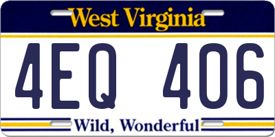 WV license plate 4EQ406
