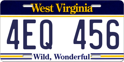 WV license plate 4EQ456