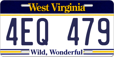 WV license plate 4EQ479