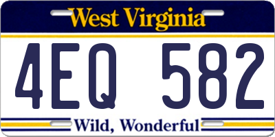 WV license plate 4EQ582