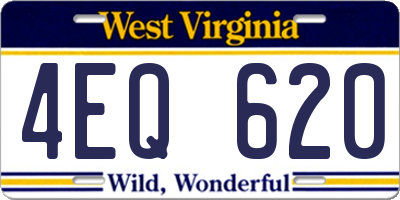 WV license plate 4EQ620