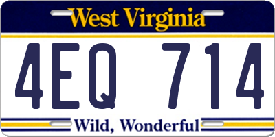 WV license plate 4EQ714