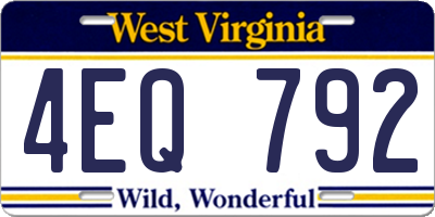 WV license plate 4EQ792