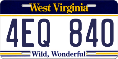 WV license plate 4EQ840