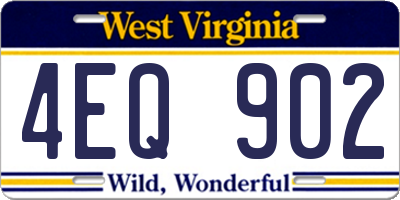 WV license plate 4EQ902