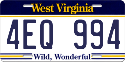WV license plate 4EQ994