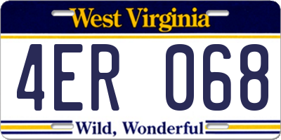 WV license plate 4ER068