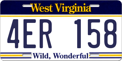 WV license plate 4ER158