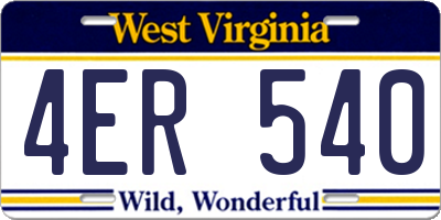 WV license plate 4ER540