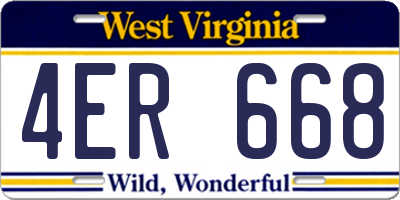 WV license plate 4ER668