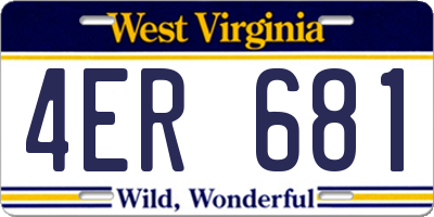 WV license plate 4ER681