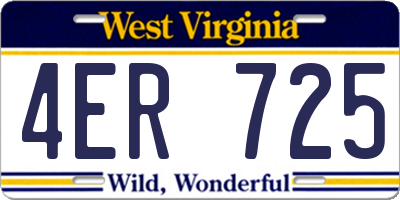 WV license plate 4ER725