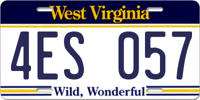 WV license plate 4ES057