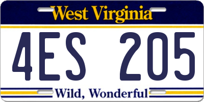 WV license plate 4ES205