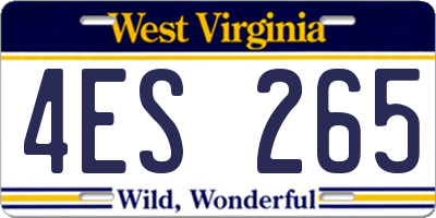 WV license plate 4ES265