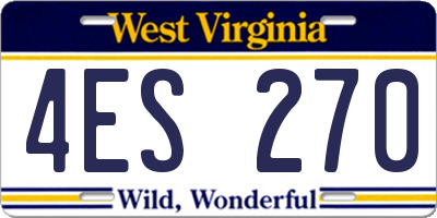 WV license plate 4ES270