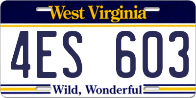 WV license plate 4ES603