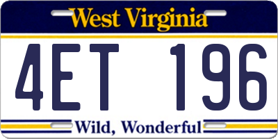 WV license plate 4ET196