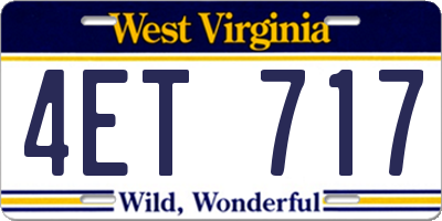 WV license plate 4ET717