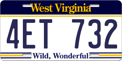 WV license plate 4ET732