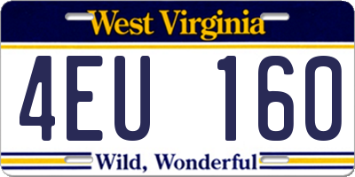 WV license plate 4EU160