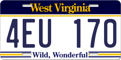 WV license plate 4EU170
