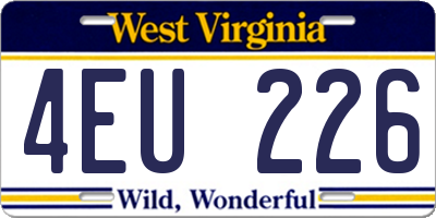 WV license plate 4EU226