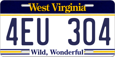 WV license plate 4EU304
