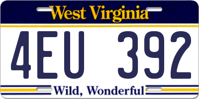 WV license plate 4EU392