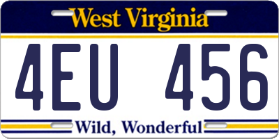 WV license plate 4EU456