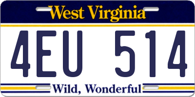 WV license plate 4EU514