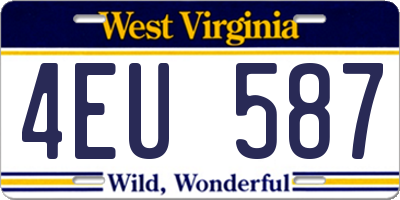 WV license plate 4EU587