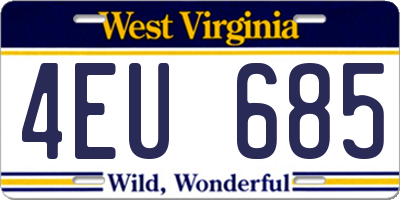 WV license plate 4EU685