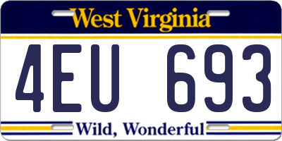 WV license plate 4EU693