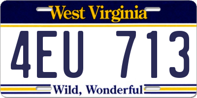 WV license plate 4EU713