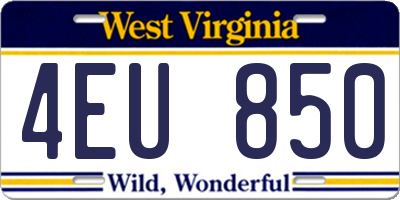 WV license plate 4EU850
