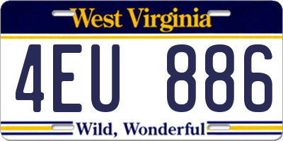 WV license plate 4EU886